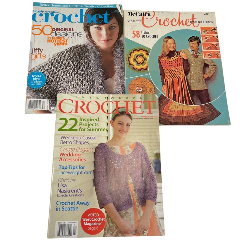 McCall's Interweave Crochet Magazine Lot Patterns Retro Boho DIY